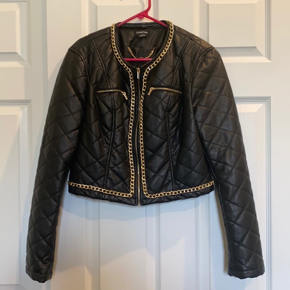 Bebe Black Leather Jacket size Large